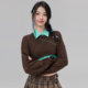La Crawfish Korean Mahai Mao Ling -shaped hollow knit sweaters hot girl cut off waist sweater female winter