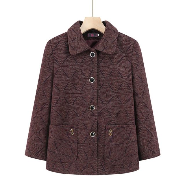 Grandma's spring thin single coat, middle-aged and elderly women's tops, old ladies' autumn jackets, mother's clothes plaid