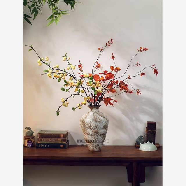 Xiaoqiu leaves, silent wind, autumn petal leaves dead branches, fake plant living room dining table porch art ornaments decorations