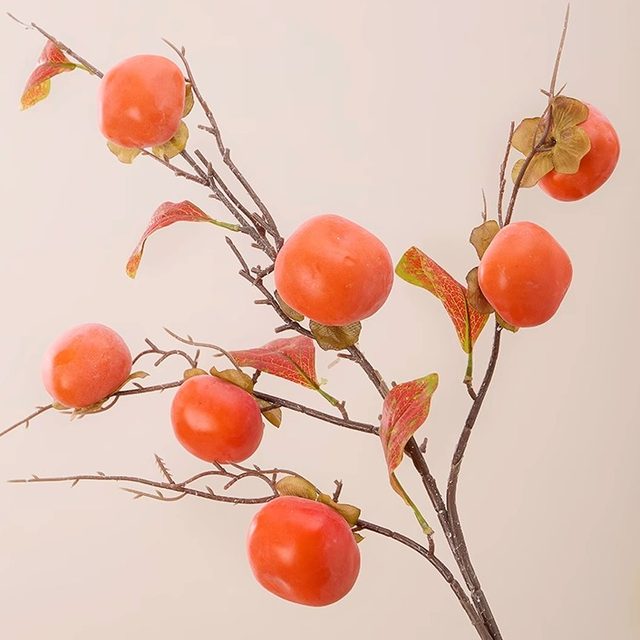 Simulated persimmon decoration ornaments persimmons Ruyi branches green plants high-end new year dried flowers bouquet living room flower arrangement
