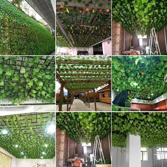 Fake flower rattan winding decoration, simulated green radish leaves, air-conditioning water pipes, vine heating railings, plastic leaves