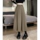 Rice white suit fabric skirt women's summer versatile leisure A -line skirt high waist slimming middle long skirt
