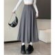 Rice white suit fabric skirt women's summer versatile leisure A -line skirt high waist slimming middle long skirt
