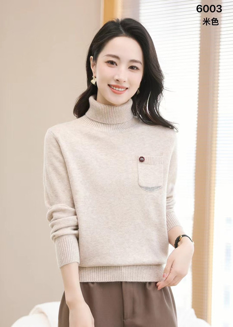 Counter genuine double -deer sweater 2024 Women's winter thickened warm wool cashmere cashmere cashmere cashmere knitting bottom
