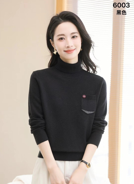 Counter genuine double -deer sweater 2024 Women's winter thickened warm wool cashmere cashmere cashmere cashmere knitting bottom
