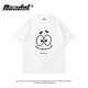 Korean version simple and versatile gray round neck cartoon print ins super hot trendy brand large size loose white and age-reducing base