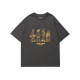Japanese ins street style versatile trendy brand cartoon printed black round neck large size neutral style short-sleeved T-shirt for women