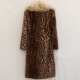 Women's leopard coat long mink coat fox fox wool big hair collar winter heating trench coat loose large size fur
