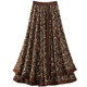 Retro national wind floral skirt female spring and summer new high -waisted large stitching irregular mid -length A -line skirt

