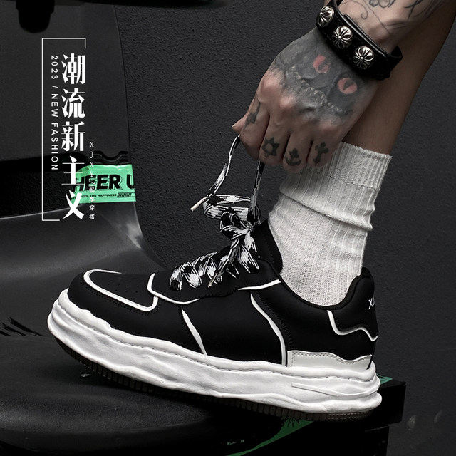 Xjxy stealth increase 7 cm casual board shoes Air Force black army black solubility shoes increasing 7cm increase men's shoes