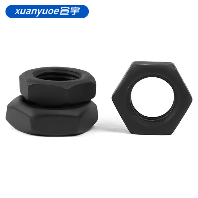 8.8-grade black hexagon thin nut GB6172 high-strength thin black standard flat screw cap M8-M64