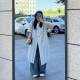 Fat potato large size kid Korean long-sleeved plaid long over-knee design shirt autumn new temperament niche top
