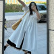 Fat potato large size white short-sleeved shirt skirt for women in summer 2025 new Korean loose mid-length layered A-line skirt
