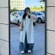 Fat potato large size kid Korean long-sleeved plaid long over-knee design shirt autumn new temperament niche top

