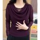Duoduo collar high-end spring and autumn new temperament long-sleeved shirt versatile T-shirt to make you look slim and fashionable mother mesh top