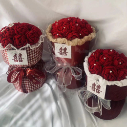 Happy wedding bouquet hand-knitted woolen flowers simulation to girlfriend wedding acceptance wedding Valentine's Day