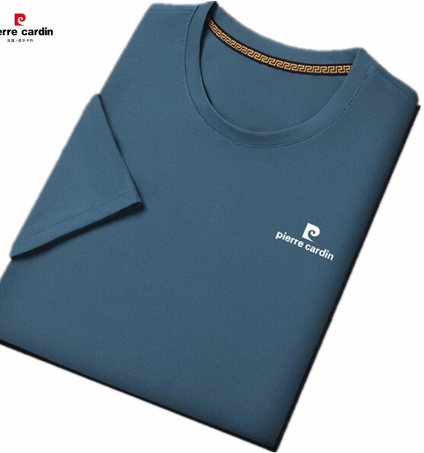 Pier Cardin summer high-end mulberry silk short-sleeved T-shirt for men's fashionable young and middle-aged casual breathable solid color top