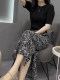 2025 summer internet celebrity new printed skirt high-waisted fashionable and versatile simple temperament slit straight skirt for women