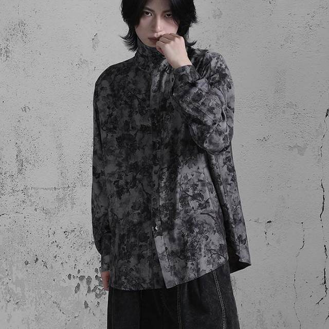 No sense no sense/floating savage retro printed long-sleeved loose shirt turtleneck literary neutral shirt
