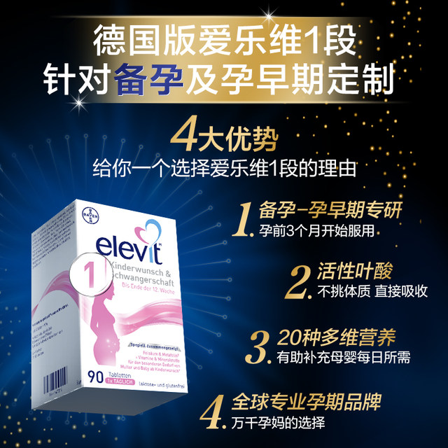 German elevit 1 stage pregnancy preparation active folic acid vitamin 90 tablets in early pregnancy