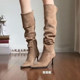 2025 new popular style, huge and beautiful boots, women's boots, early autumn, super hot, beautiful over-the-knee boots, pointed toe high heels