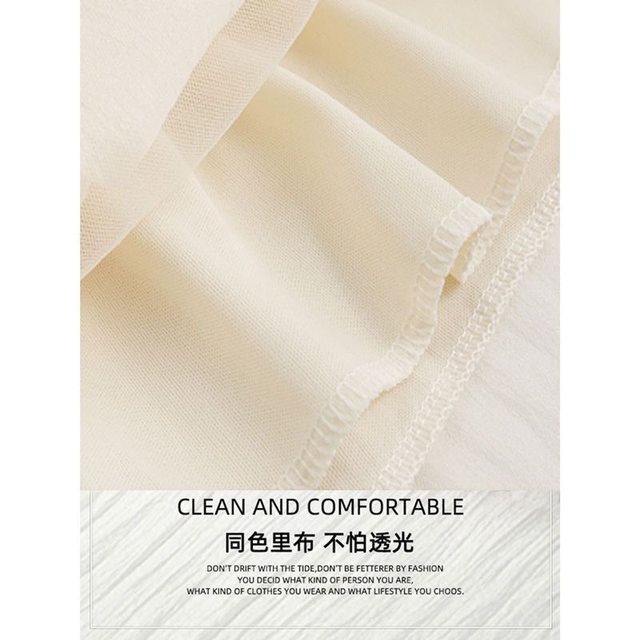versatile mesh skirt for women in spring and summer apricot color irregular a-line skirt mid-length sweet ins fairy long skirt
