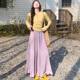 Super fairy purple pleated skirt for women in spring and autumn 2025 new high-waist elastic long skirt draped and versatile large sway skirt
