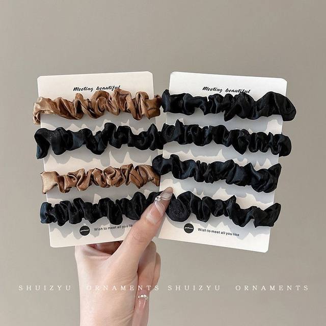 
French small intestine ring high elastic satin headband for women durable rubber band hair rope high-end ball hair accessories