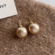 Coffee retro pearl earrings for women sterling silver niche design high-end earrings 2025 new popular ear buckles