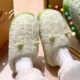 Cute cotton slippers for women in autumn and winter 2025 new indoor home warm bags and couples furry confinement shoes for men