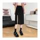 Folding zipper split skirt Female summer high waist irregular A -line skirt Small Korean versatile mid -length skirt

