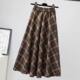 Spring and Autumn Pilele Skirt Women's Retro New Middle Long Mid -length A -line skirt high waist high waist and thin long skirt tide