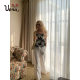 Uena black contrast flower embroidered wavy hem adjustable thin shoulder strap vest strap