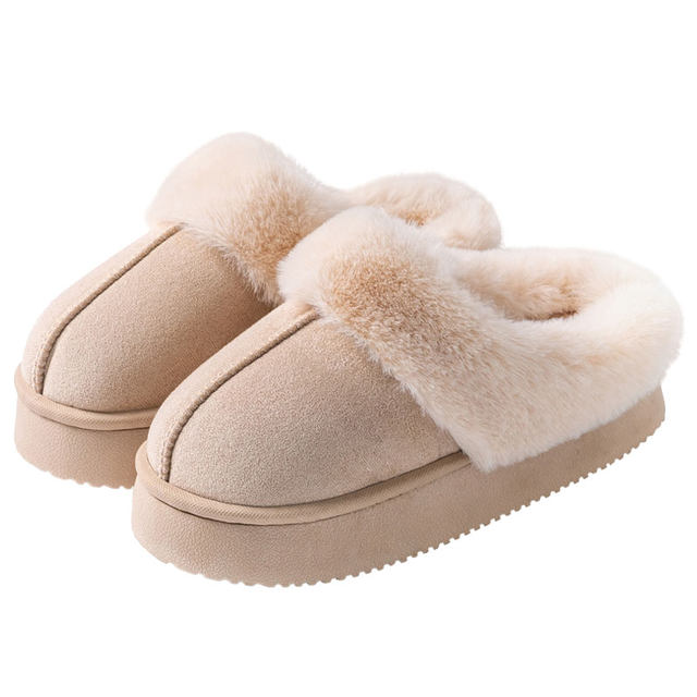 Thick-soled cotton slippers for women 2025 new indoor home autumn and winter plush plus velvet warm anti-slip cotton slippers for outer wear