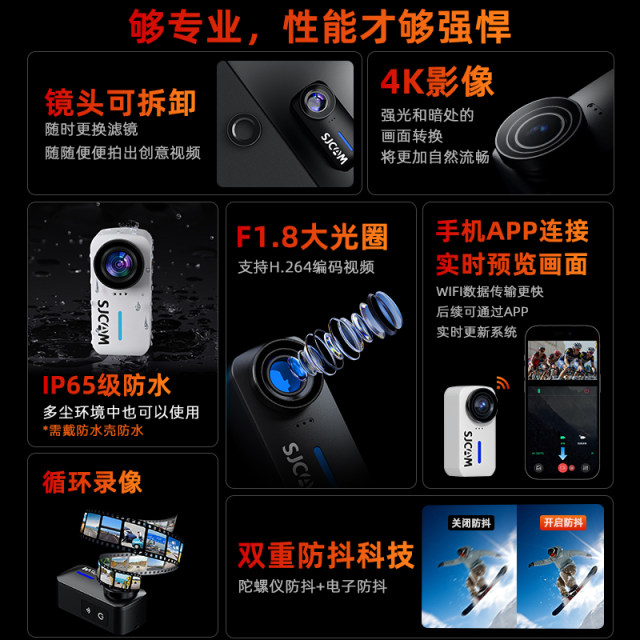 SJCAM Speedy Junhu C110 Thumb Sports Camera 4K Motorcycle Driving Camera 360 Panoramic Camera