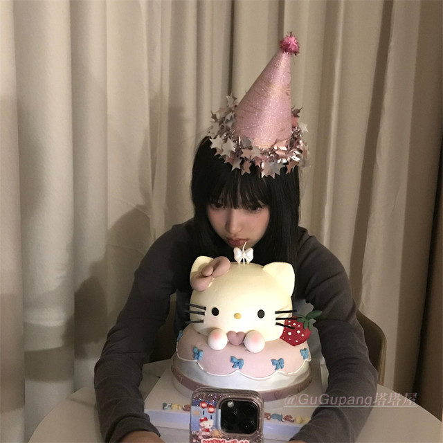 Super sparkly girl pink star tassel birthday hat new party birthday headwear atmosphere photo props decorations