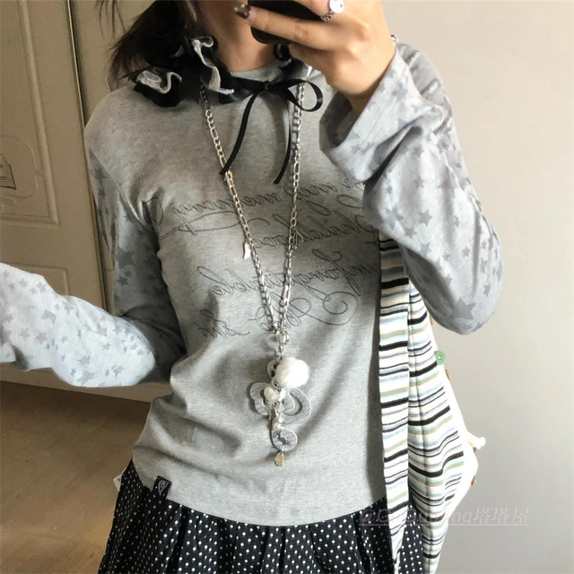 
Sweet cool girl note wings leather long necklace y2k hot girl subculture sweater chain personalized friend clavicle chain