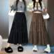 Autumn and winter velvet cake skirt High waist 2024 mid -length new models and thin versatile pleated winter skirts
