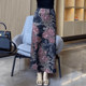 European retro floral rear slit design skirt for women new summer trendy high-waist simple straight skirt