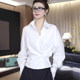 French design slanted button long-sleeved shirt for women in spring new waist design niche high-end white top