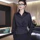 French design slanted button long-sleeved shirt for women in spring new waist design niche high-end white top
