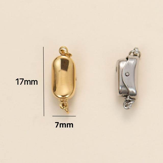 Dongxia jewelry 316 titanium steel polished ingot buckle Furnace electroplated 18K gold snap button pearl buckle insert rod buckle head