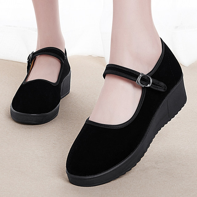 Old Beijing cloth shoes women's flagship store official genuine soft sole standing for a long time without tired feet Old man black work shoes