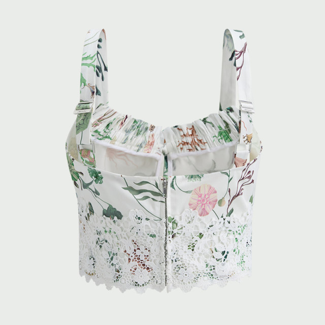JASON WU Summer New Lace Patch Print Romantic Embroidery New Chinese Top Sling Women