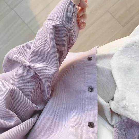 Lazy and relaxed corduroy shirt for women 2025 autumn new loose and versatile casual style long-sleeved shirt jacket