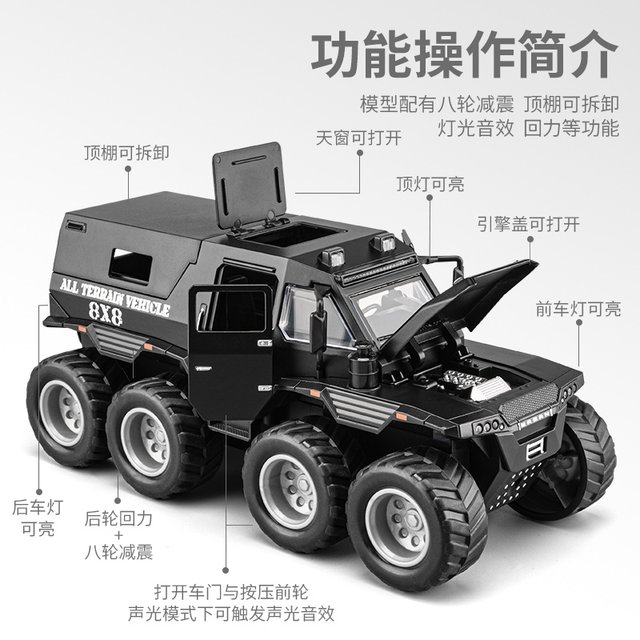 Large police car toy off-road vehicle armored police car model simulation alloy car 110 boy gift children