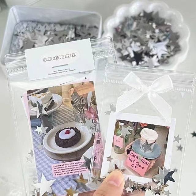 Silver star sequins ins wind and high appearance card bag DIY decoration filling ornament decoration accessories patch