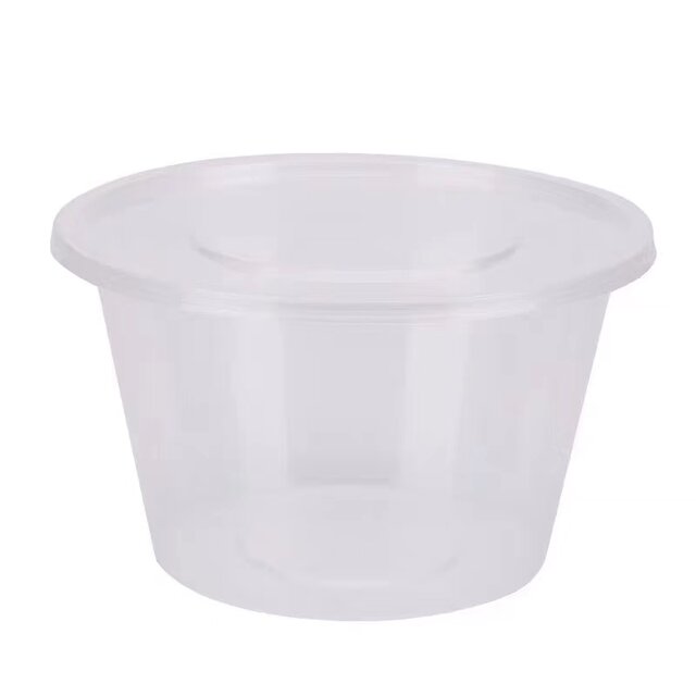 Baiyang round 1000ml disposable lunch box takeaway packaging box plastic lunch box transparent fast food box commercial with lid
