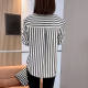 New velvet thickened long-sleeved striped shirt for women in autumn and winter, loose slim lapel cardigan versatile top