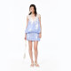 XIAOLI Xiao Li 25 spring and summer new blue lace printed suspender top
